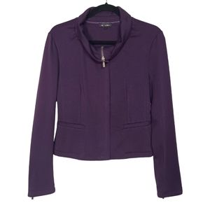 C.C. COUTURE Purple Cowl Neck Zipper Front Long Sleeve Sweater Jacket Small